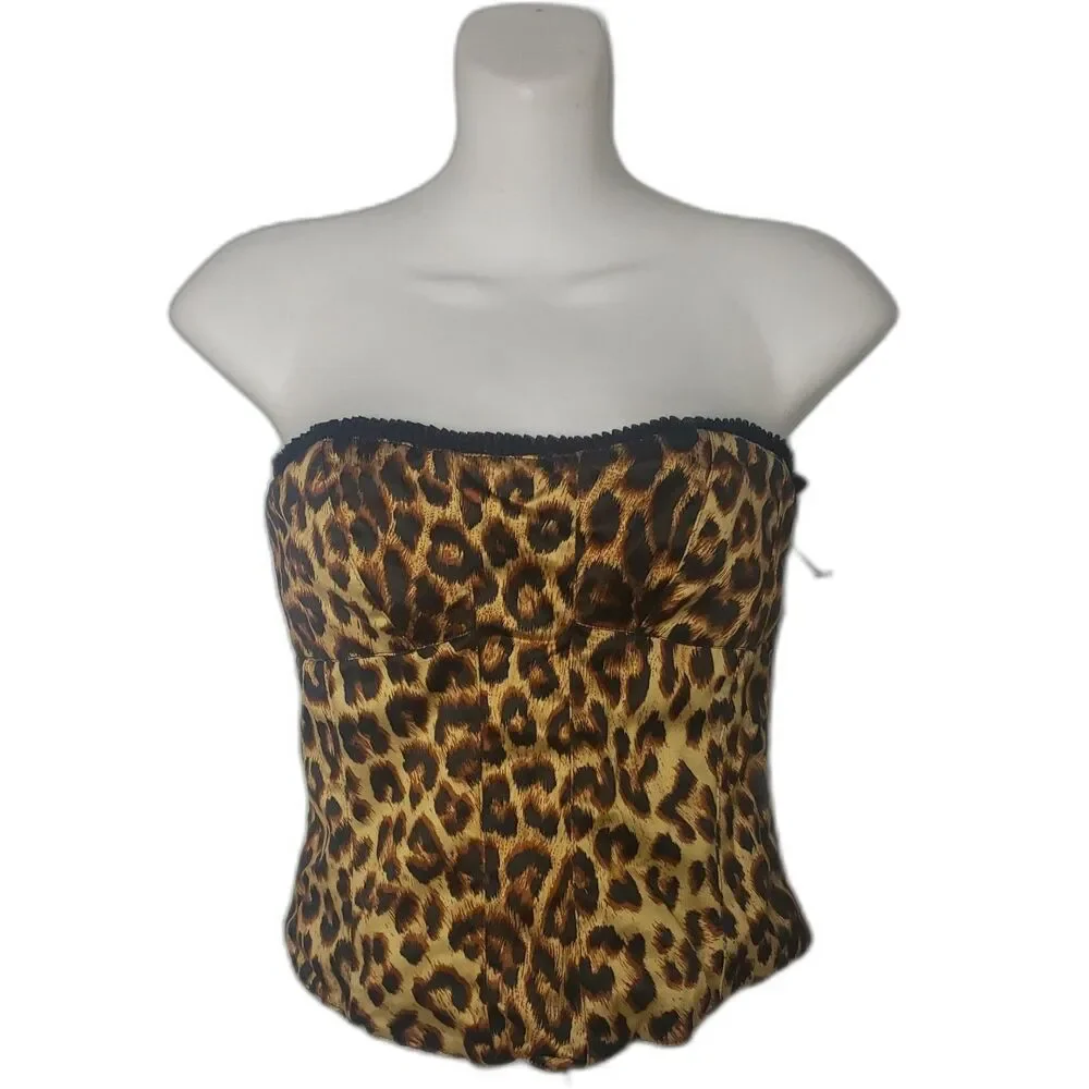 RARE Vintage 90's Y2K VICTORIAS SECRET Leopard Corset Top Womes Size 34B